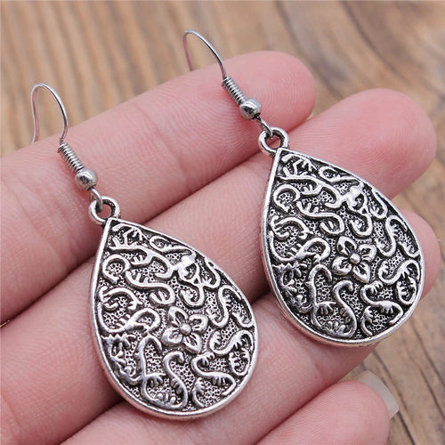 Carved Pattern Flower Of Life Dreamcatcher Dangle Drop Earing Bohemian