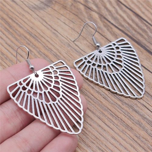 Carved Pattern Flower Of Life Dreamcatcher Dangle Drop Earing Bohemian