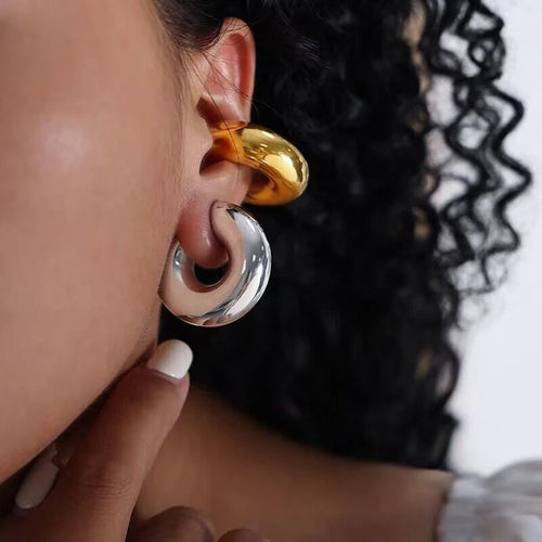 1 Pair Smooth Circle C Shape Clip Earrings For Women Lightweight